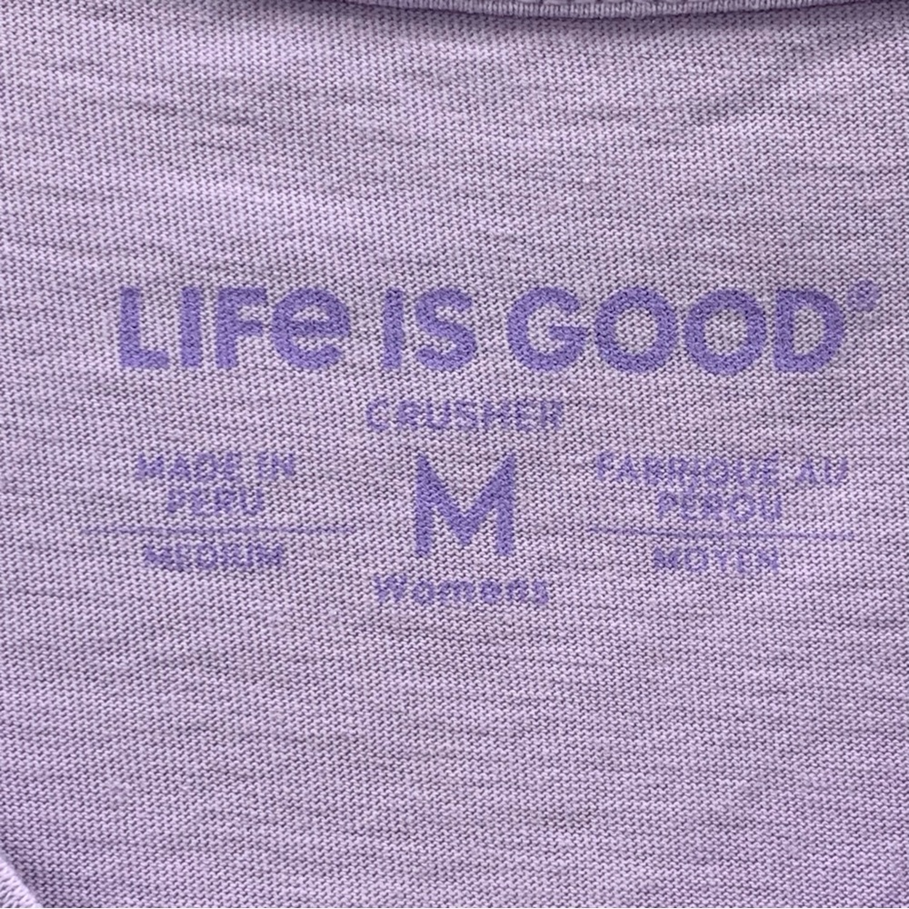 Life is Good Crusher T-Shirt Women’s M Purple Wine A Little Laugh A Lot Logo NWT - Picture 2 of 13